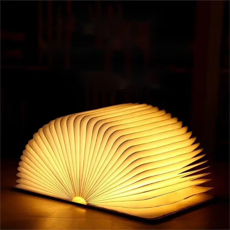 LED Wooden Book Lamp with 3 Color Modes USB Rechargeable for Kids Bedside or Bedroom Decor