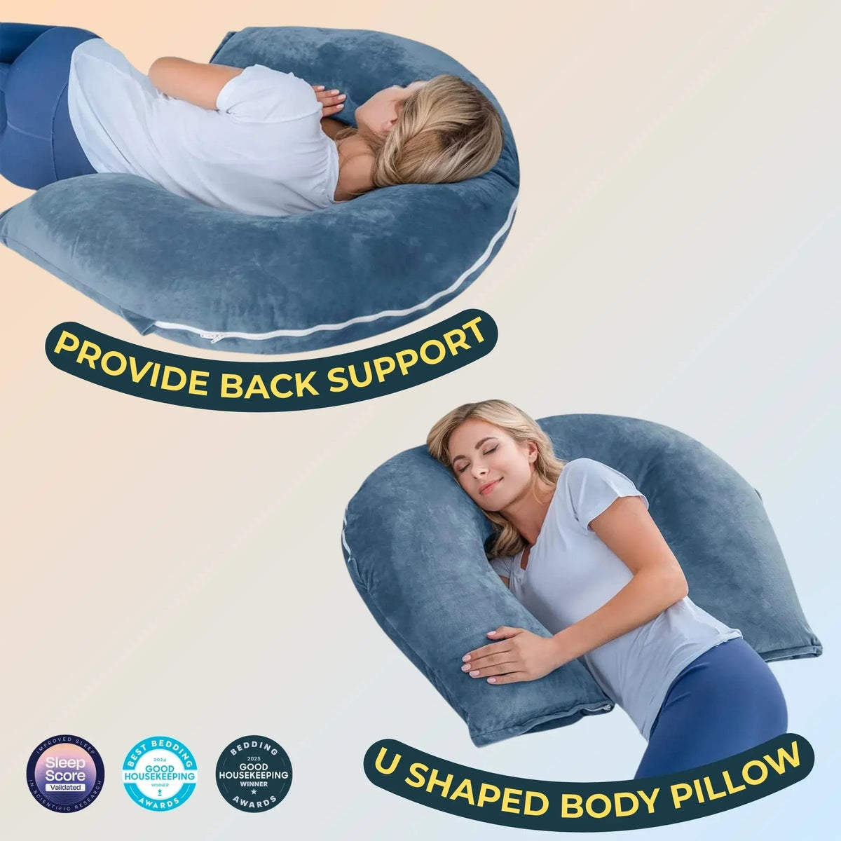 Modular Reading Pillow with Folding U Shape Design and Adjustable Filling for Bed and Lounge Use