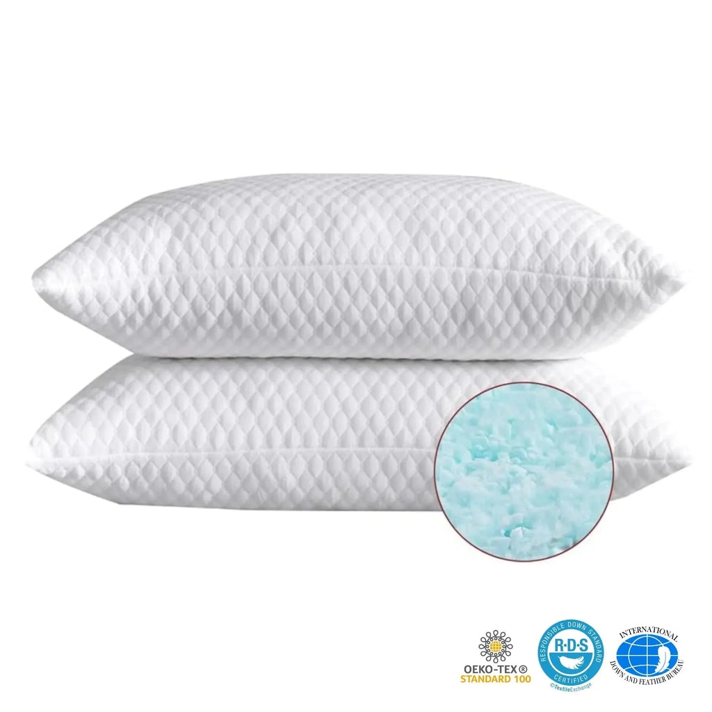 Shredded Memory Foam Bed Pillow with Adjustable Loft and Washable Cover for Nightly Comfort