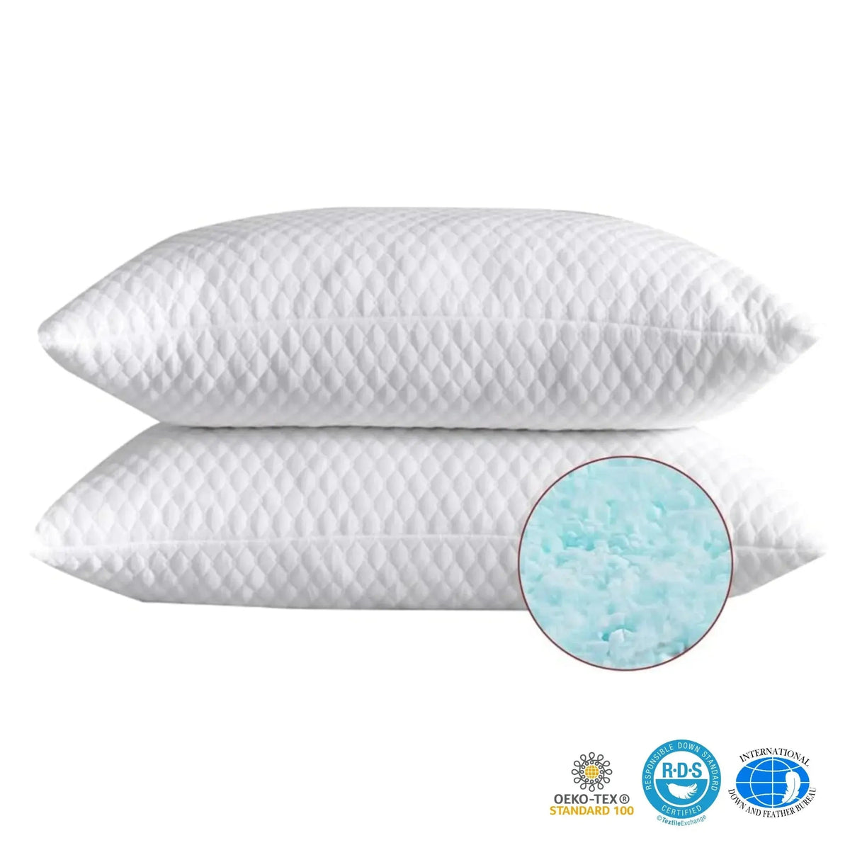 Shredded Memory Foam Bed Pillow with Adjustable Loft and Washable Cover for Nightly Comfort