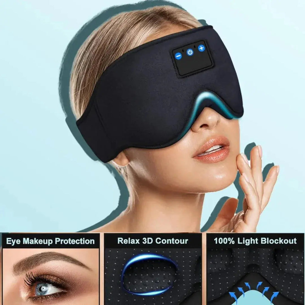 Bluetooth Sleep Mask with Wireless Headphones and 3D Contoured Design for Comfortable Rest