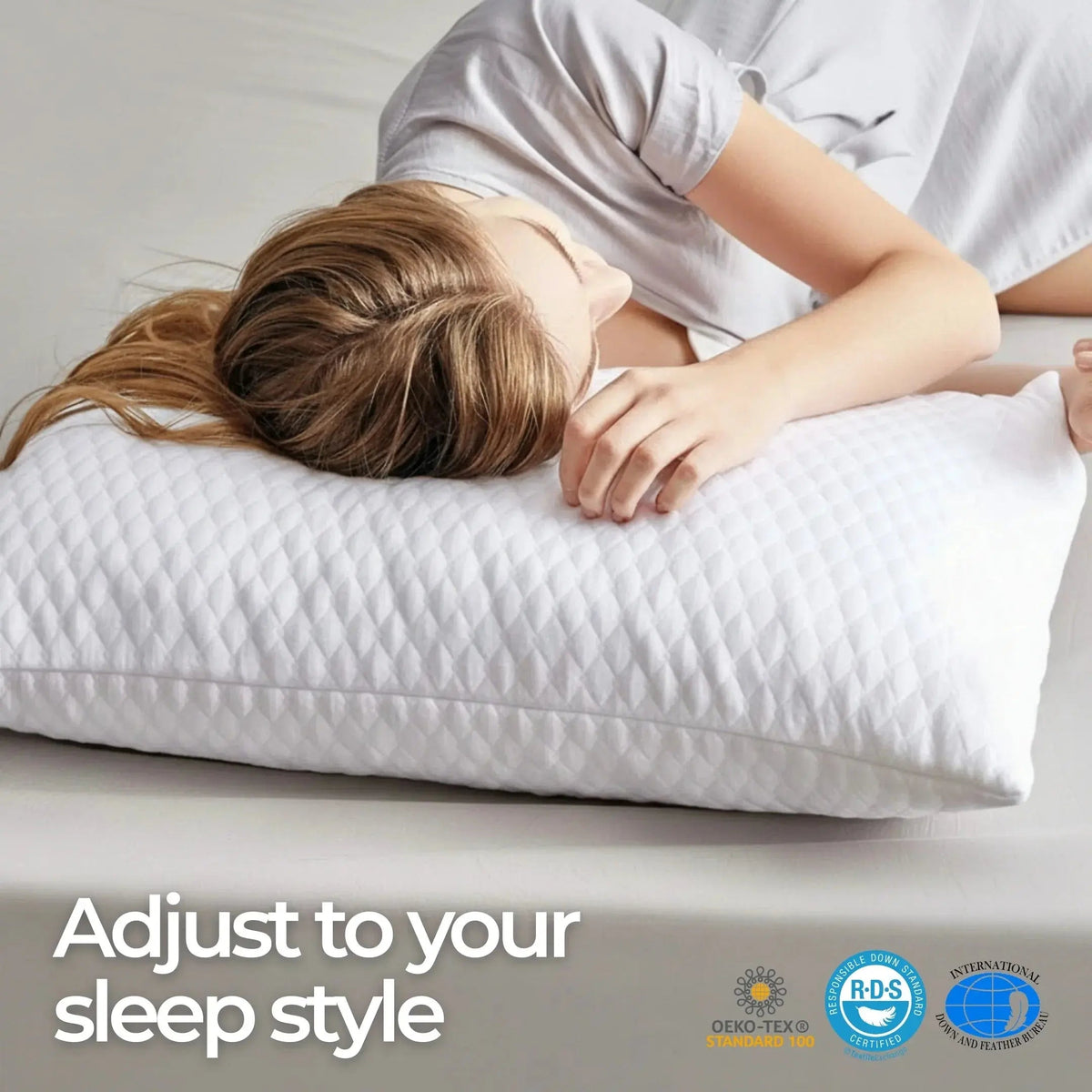 Shredded Memory Foam Bed Pillow with Adjustable Loft and Washable Cover for Nightly Comfort