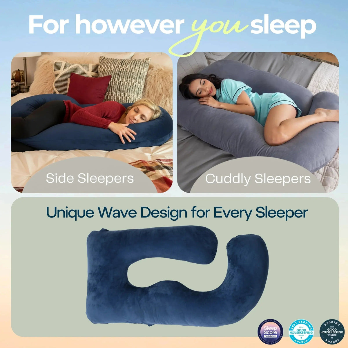 U-Shaped Cooling Full Body Pregnancy Pillow for Maternity & Postpartum Comfort