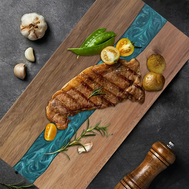 Premium Resin River Acacia Cutting Board with Stunning Inlay