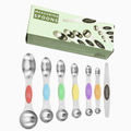 7Pcs Magnetic Measuring Spoons Stainless Steel Dual Sided Set with Clear Markings for Baking and Cooking