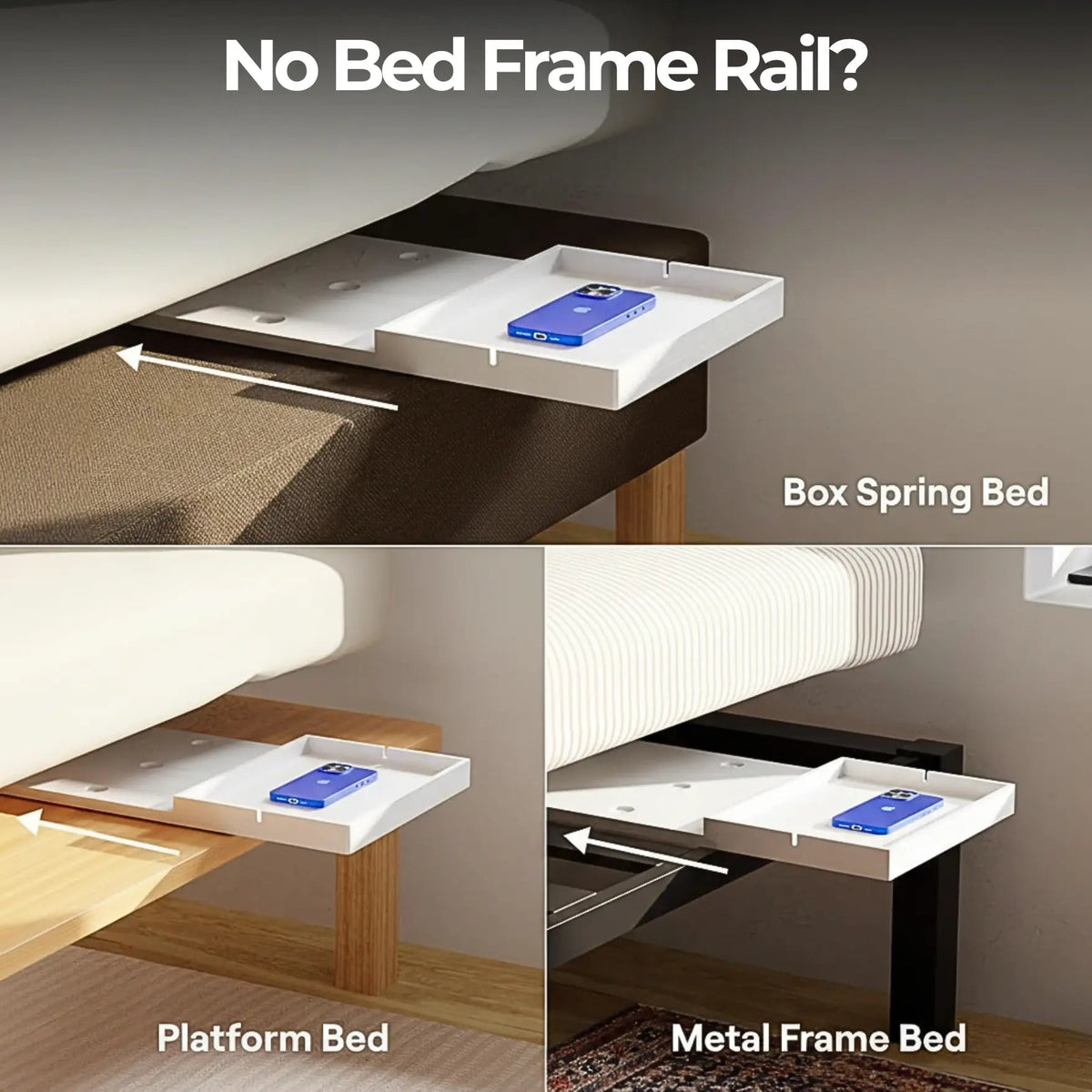 Clip On Bedside Shelf with Cable Catch Design for Dorm Bed and Small Space Storage