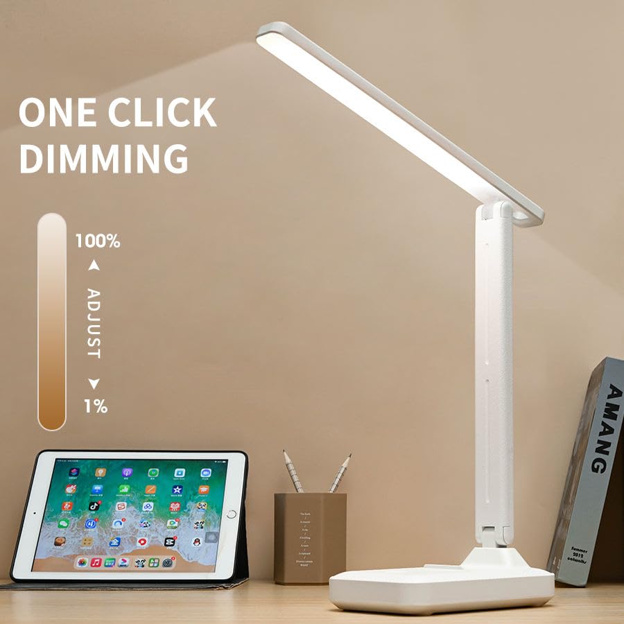 LED Dimmable Desk Lamp with Adjustable Arm, 5 Color Modes, 5 Brightness Levels for Reading, Crafting, and Office Work