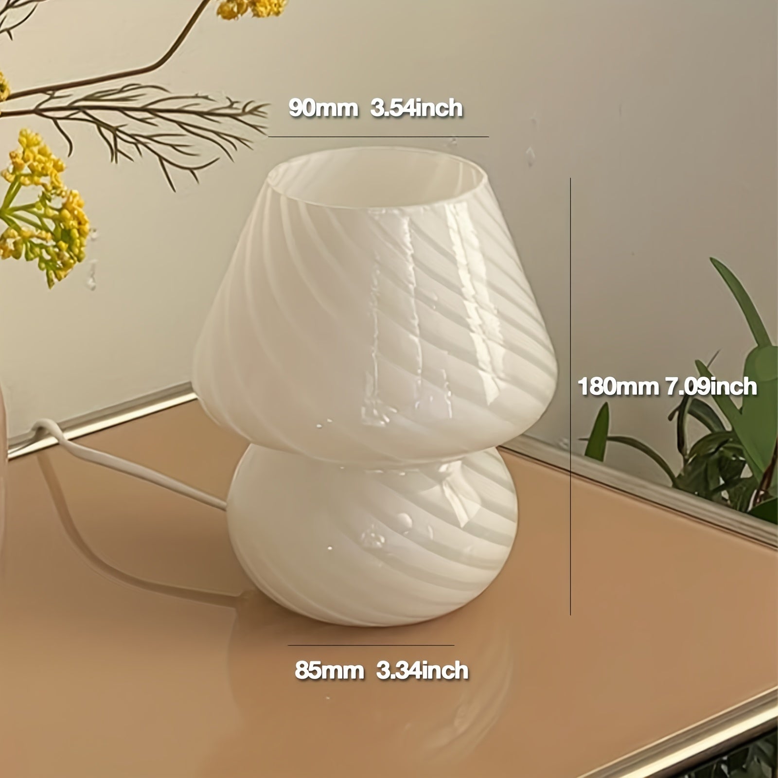 Elegant Murano-Style Glass Mushroom Table Lamp