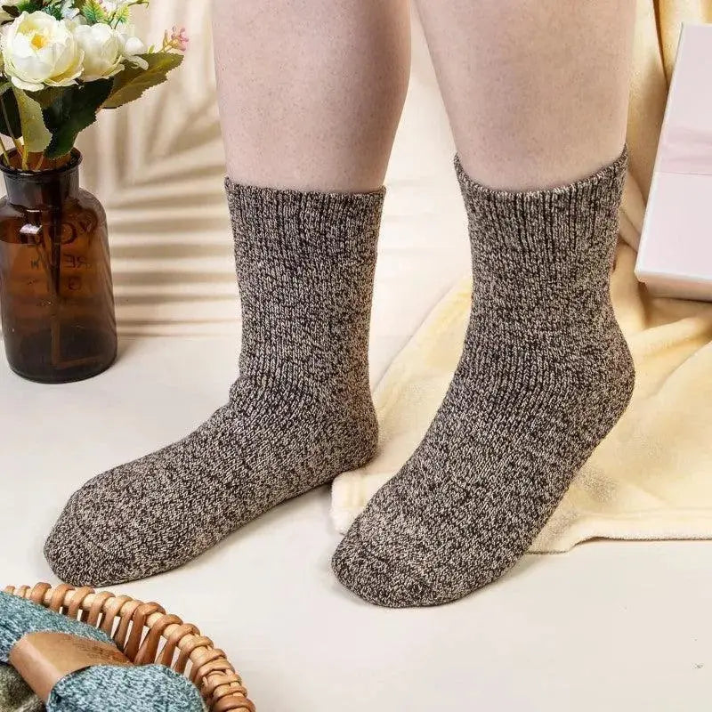 Women’s Wool Lined Winter Socks with Thickened Knit for Mid Calf Warm Indoor Comfort