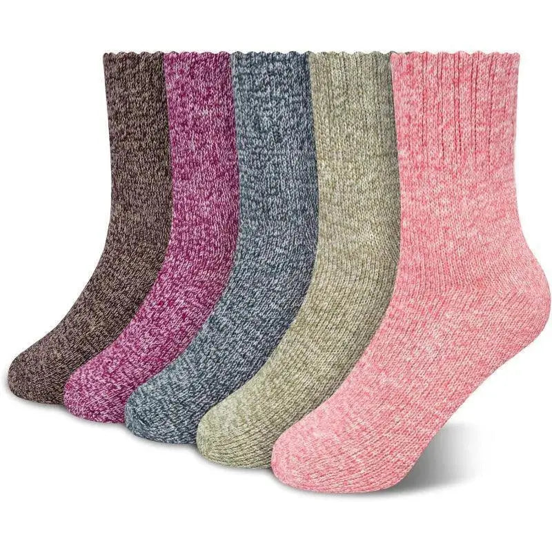 Women’s Wool Lined Winter Socks with Thickened Knit for Mid Calf Warm Indoor Comfort