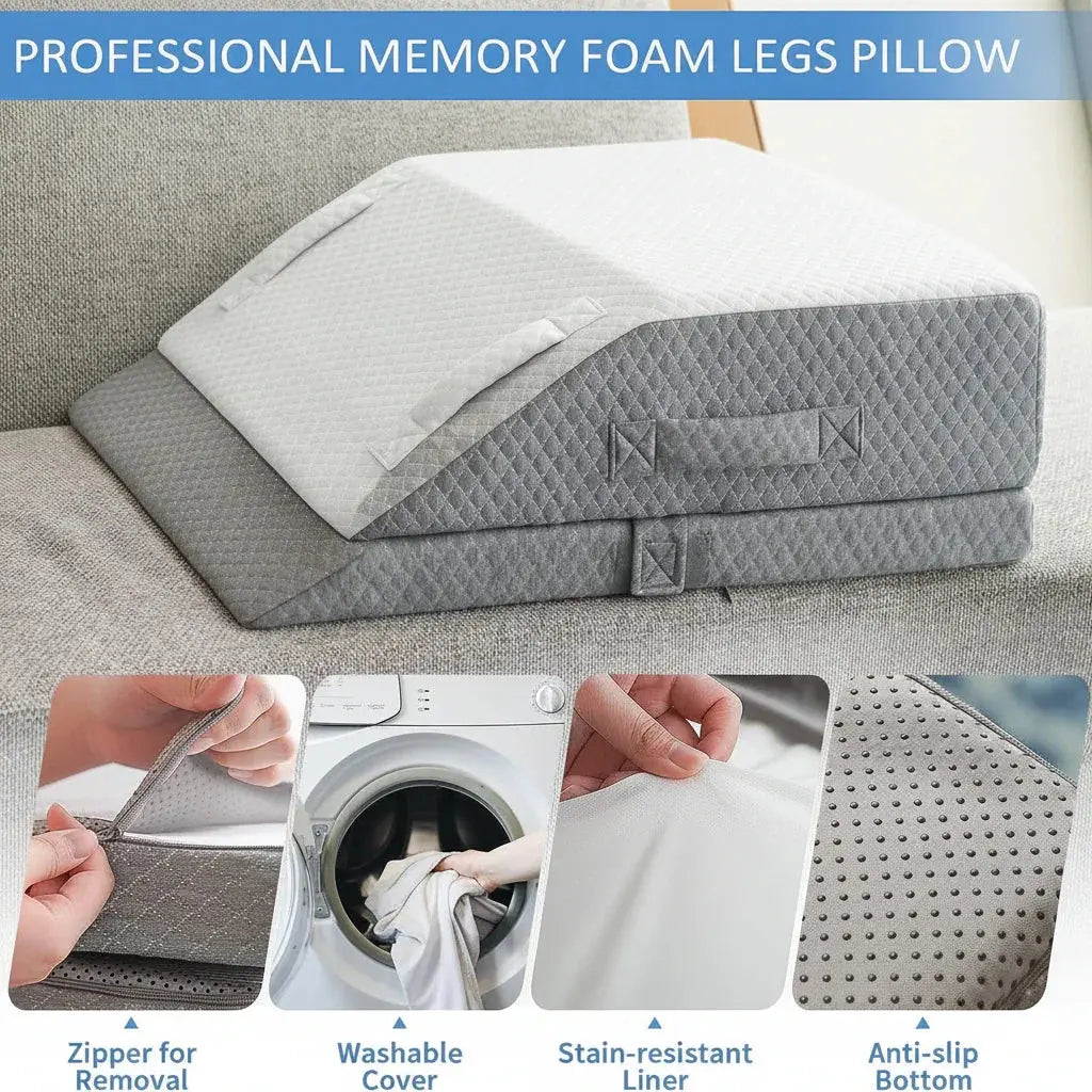 Comfort Elevation Wedge Pillow with Memory Foam Core and Angled Design for Resting, Reading, and Sleep