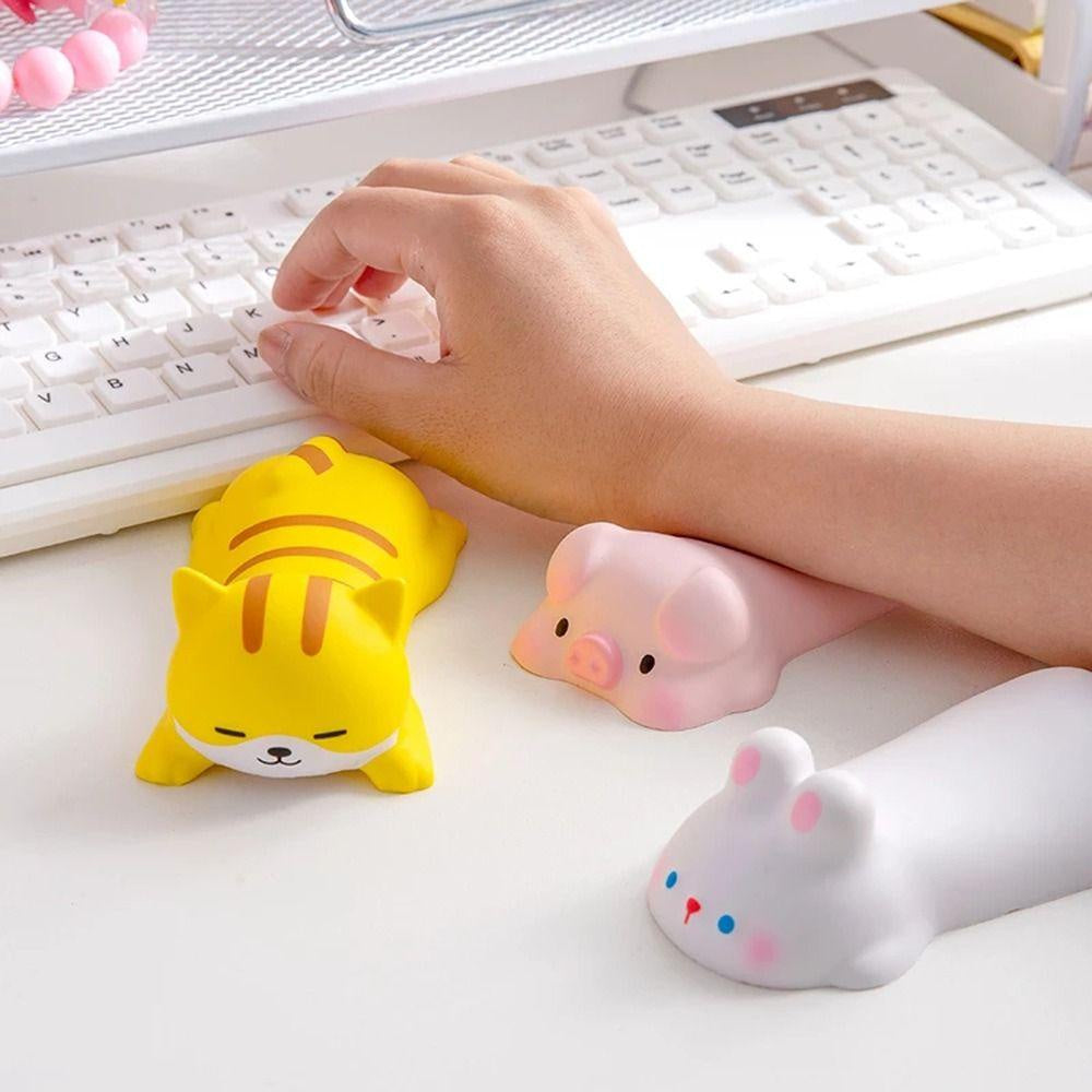 Cute Kawaii PU Wrist Rest Pad for Mouse and Keyboard, Ergonomic Arm Support for Desk Use, Portable 4.92 x 2.56 Inch Elbow and Hand Comfort Pad