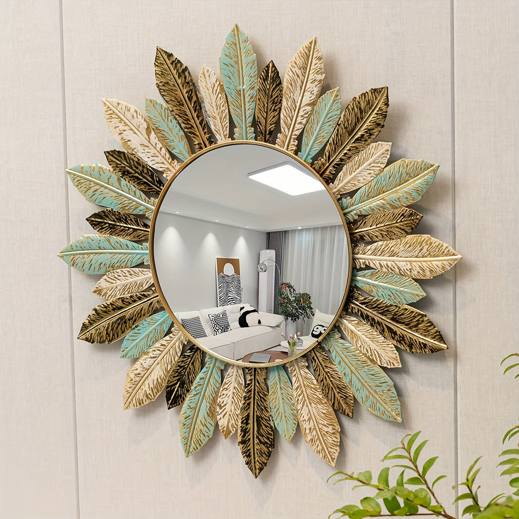 Bohemian Sunburst Metal Wall Mirror - Bold Boho Accent for Modern Walls