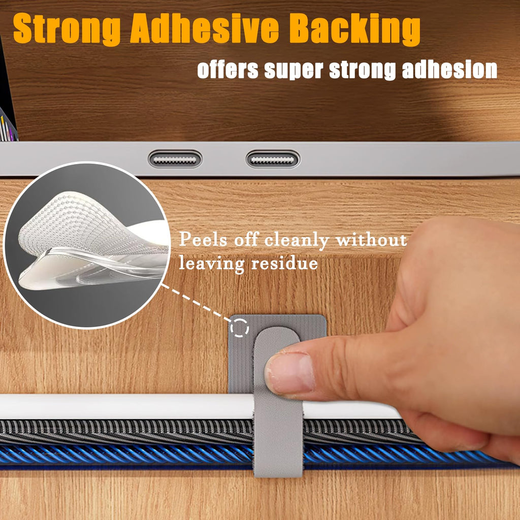 Reusable Cable Ties with Self Adhesive Adjustable Cord Organizer Straps for Desk Wire Management