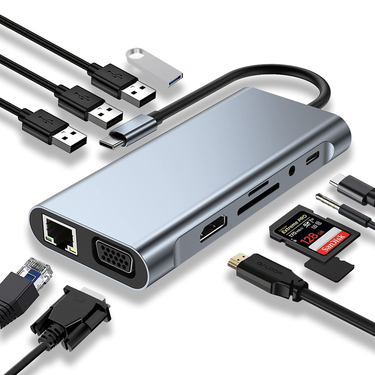USB-C Hub Adapter with 4K HDMI and 5Gbps USB 3.0 for Laptop and PC Connectivity