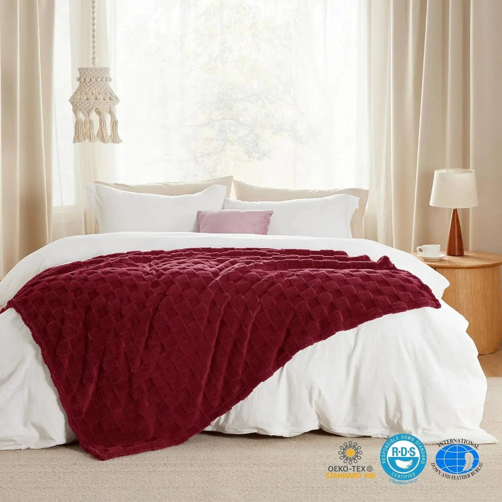 Checkered Throw Blanket with Soft Fleece Texture for Couch, Bedroom and Home Décor