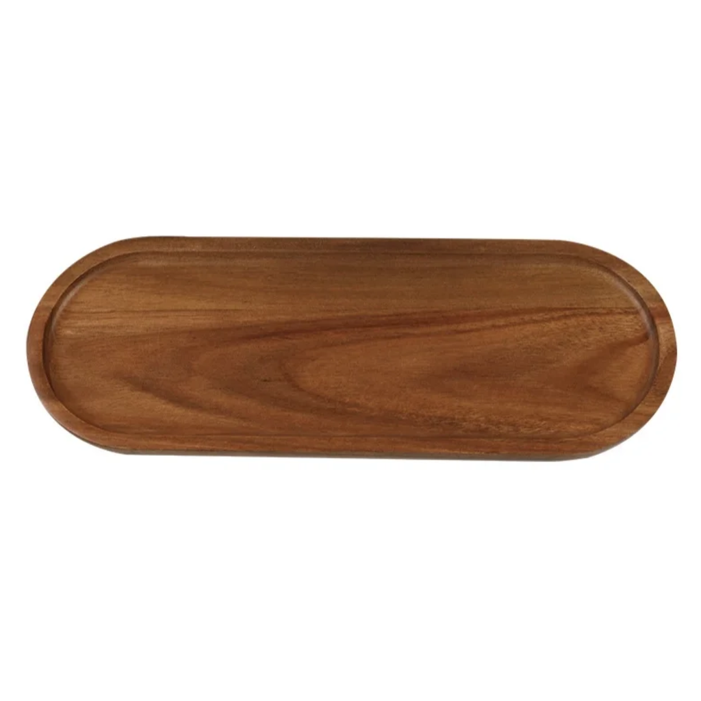 Solid Wood Serving Tray Oval Round Wooden Plate Platter for Serving Food Desserts Dinner Table