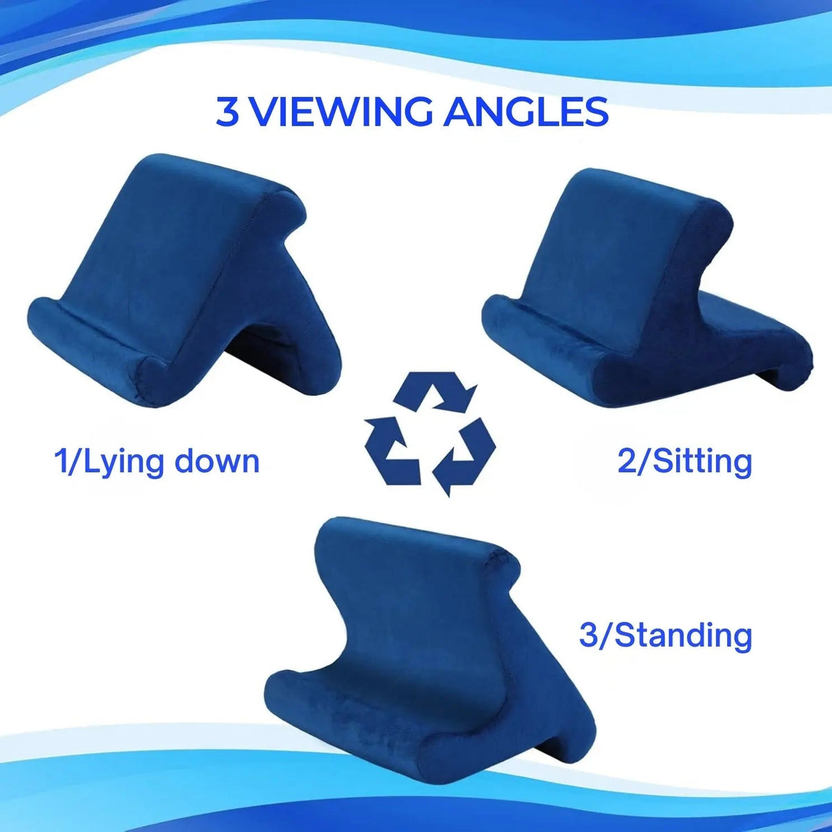 Multi Angle Tablet Holder Cushion Stand with Net Pocket for Reading and Viewing