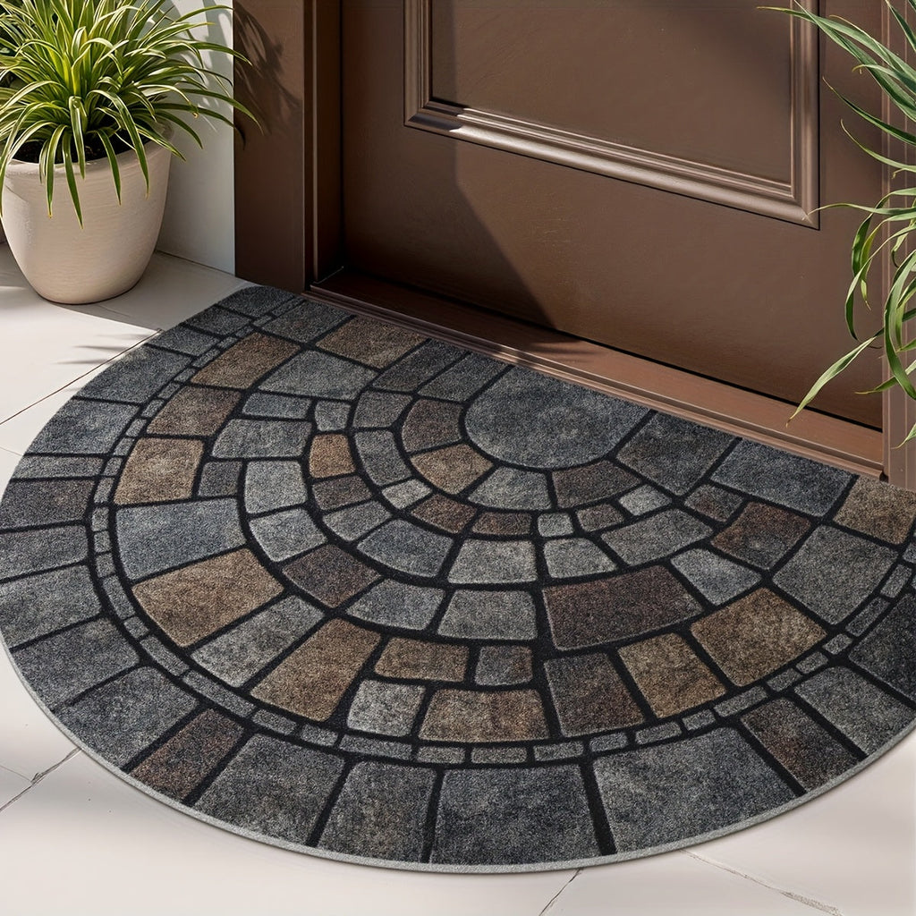 Elegant Half-Circle Mosaic Door Mat