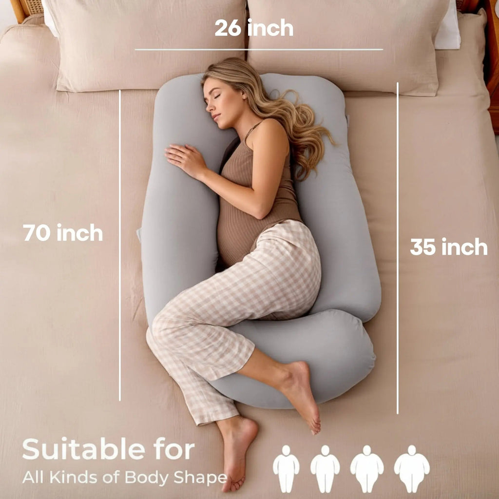 U-Shaped Cooling Full Body Pregnancy Pillow for Maternity & Postpartum Comfort