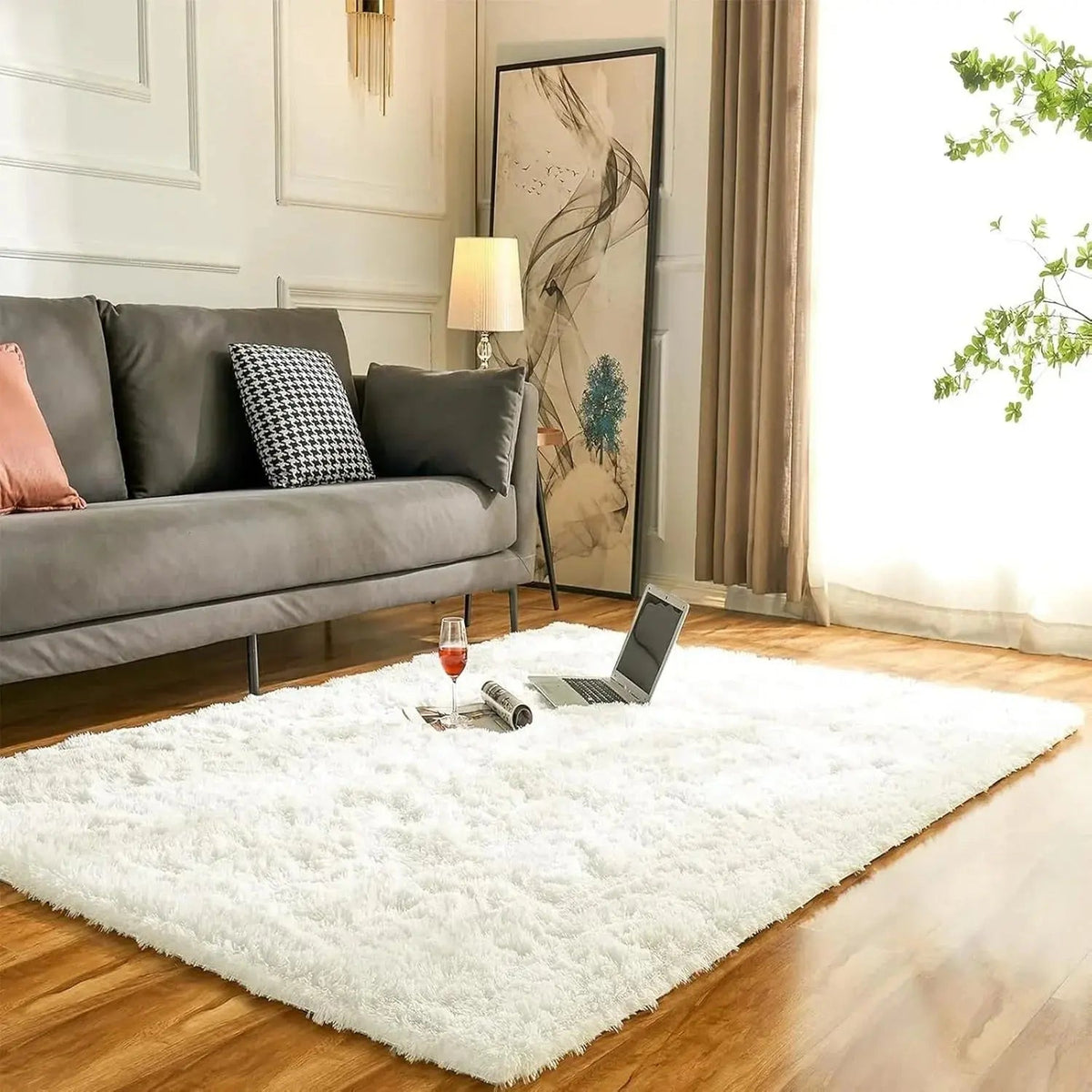 Soft Velvet Tie Dye Carpet with Plush Texture and Anti Slip Backing for Living Room and Bedroom Décor