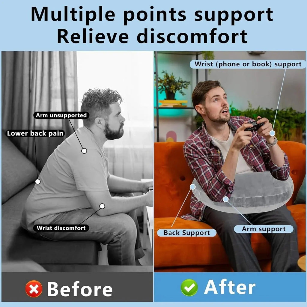 U Shaped Gaming Pillow with Ergonomic Contour for Comfortable Seated Use on Beds, Sofas, and Floors