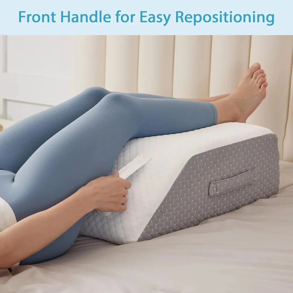 Comfort Elevation Wedge Pillow with Memory Foam Core and Angled Design for Resting, Reading, and Sleep