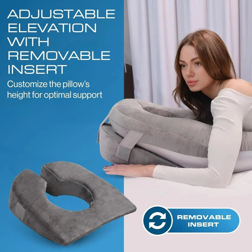 Face-Down Comfort Pillow Dual Sided Memory Foam for Prone Resting .