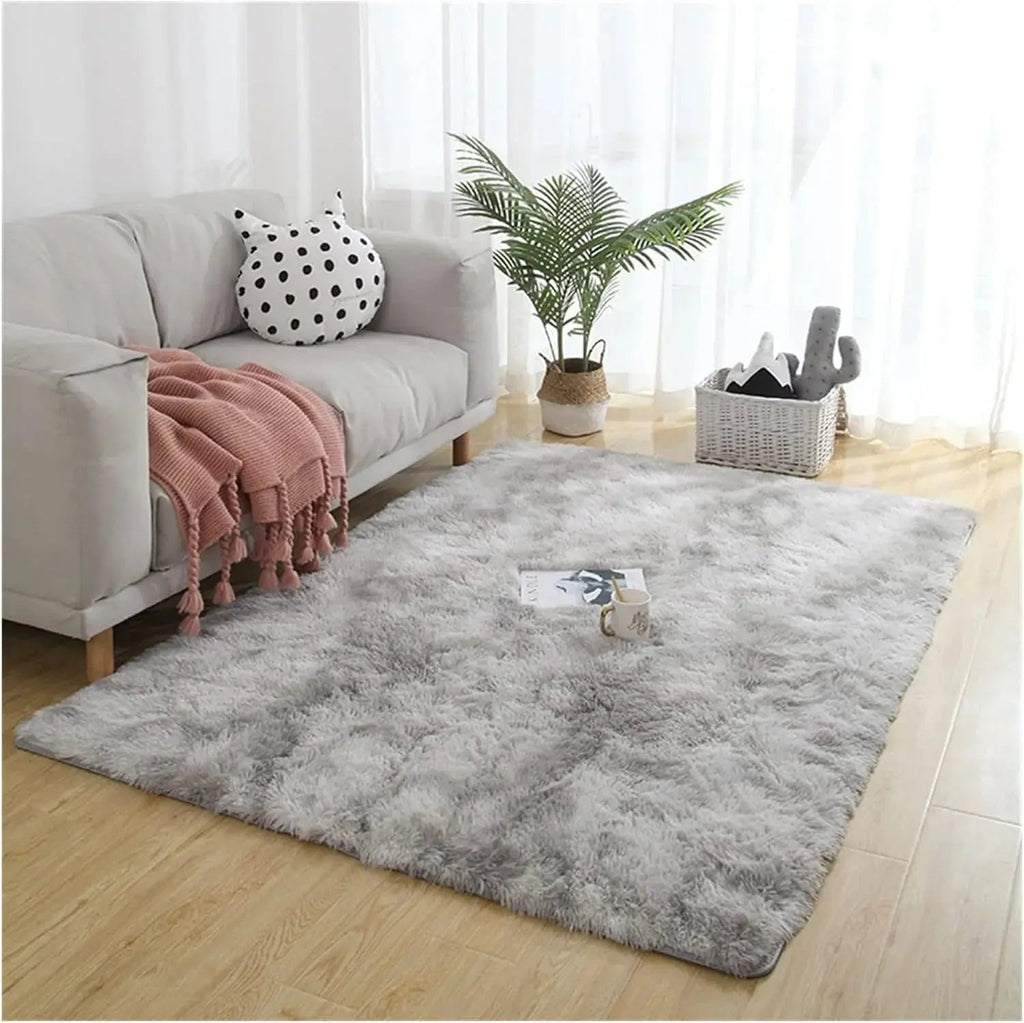 Soft Velvet Tie Dye Carpet with Plush Texture and Anti Slip Backing for Living Room and Bedroom Décor