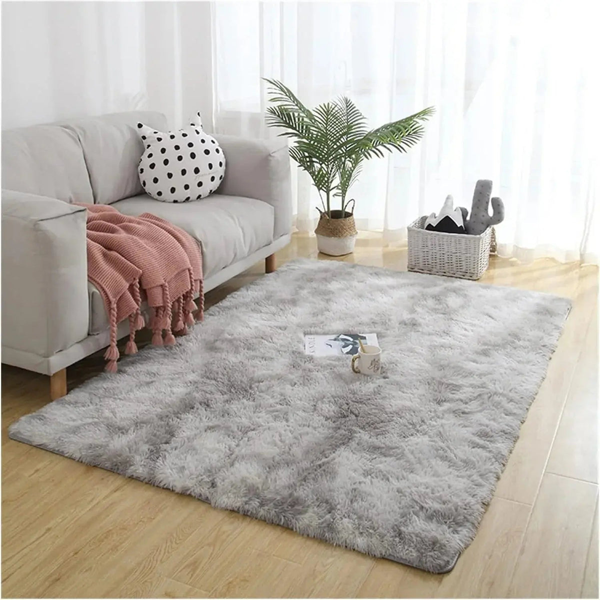 Soft Velvet Tie Dye Carpet with Plush Texture and Anti Slip Backing for Living Room and Bedroom Décor