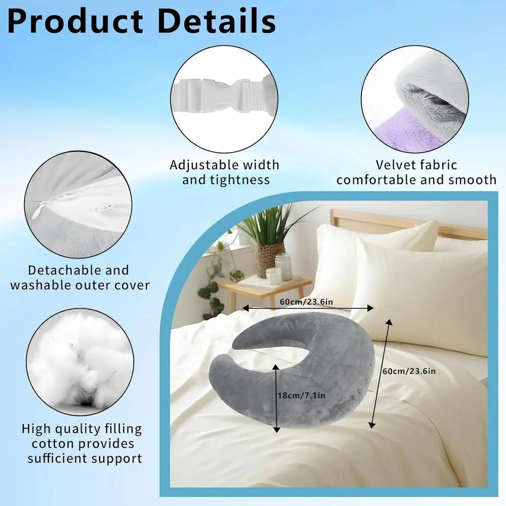 U Shaped Gaming Pillow with Ergonomic Contour for Comfortable Seated Use on Beds, Sofas, and Floors