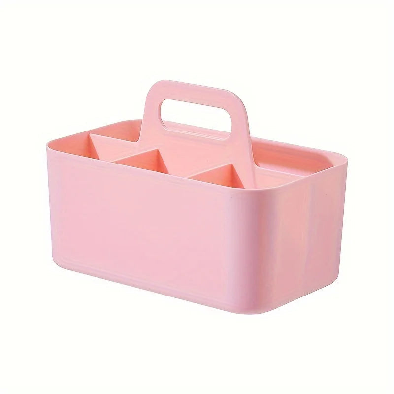 Multipurpose Plastic Caddy with 5 Compartments and Handle for Stationery and Office Storage