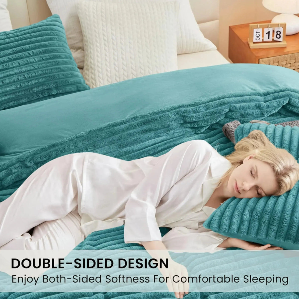 Winter Warm Duvet Cover Set with Thick Flano Coral Fleece and Matching Pillowcases