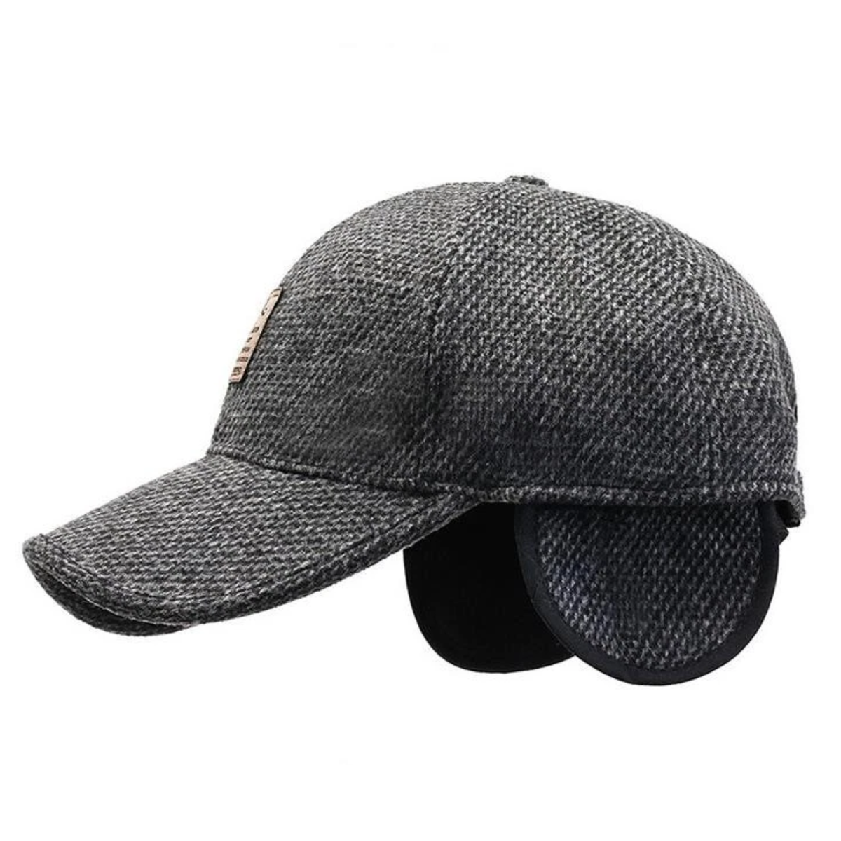 Retro Wool Winter Hat with Ear Covers and Adjustable Baseball Cap Design for Cold Weather