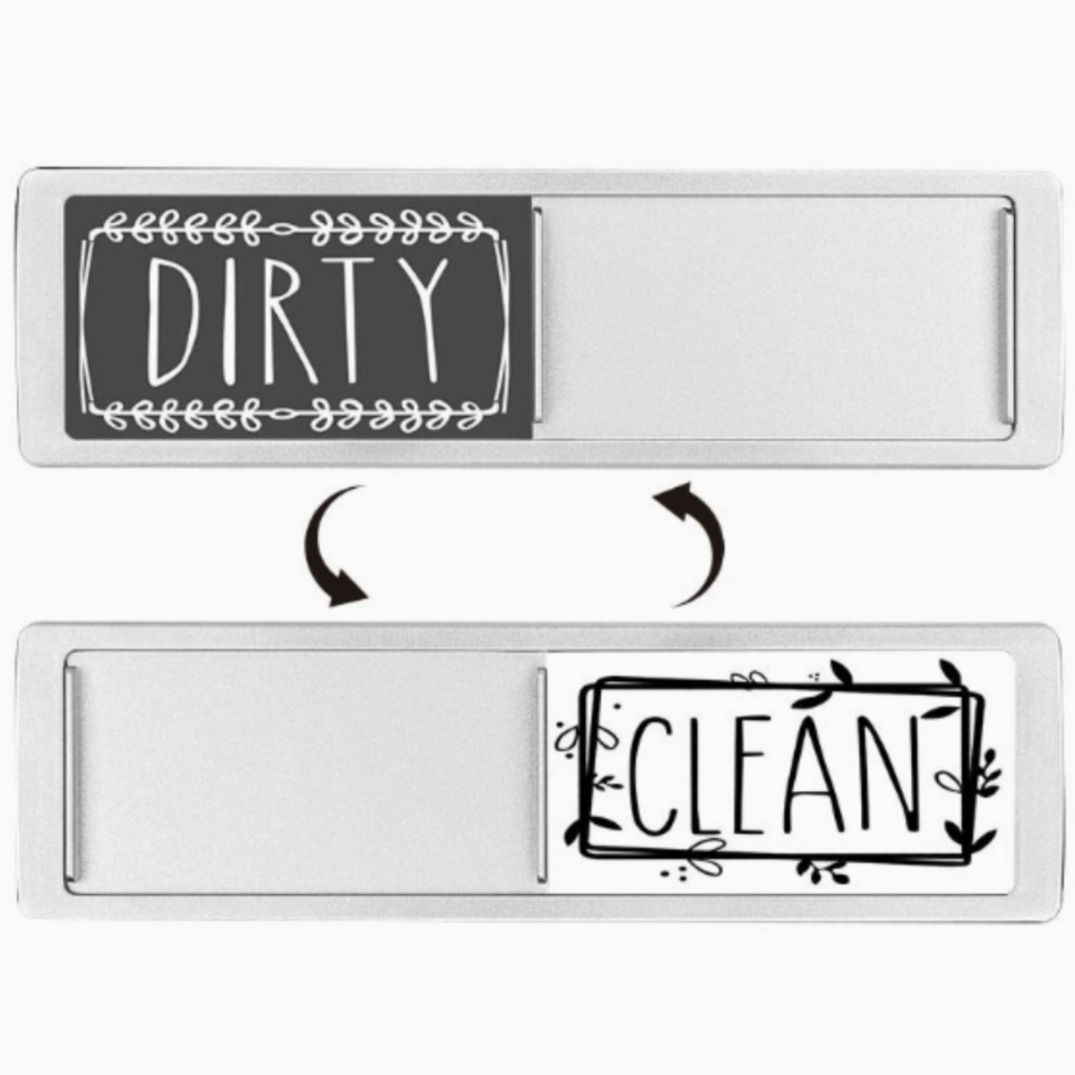 Dishwasher Magnet Clean Dirty Sign with Sliding Indicator and Rustic Black White Design for Kitchen Organization