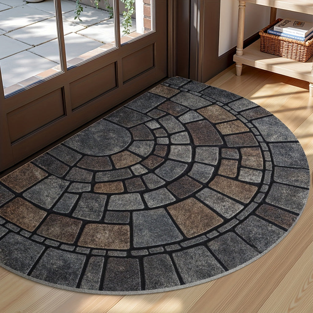 Elegant Half-Circle Mosaic Door Mat