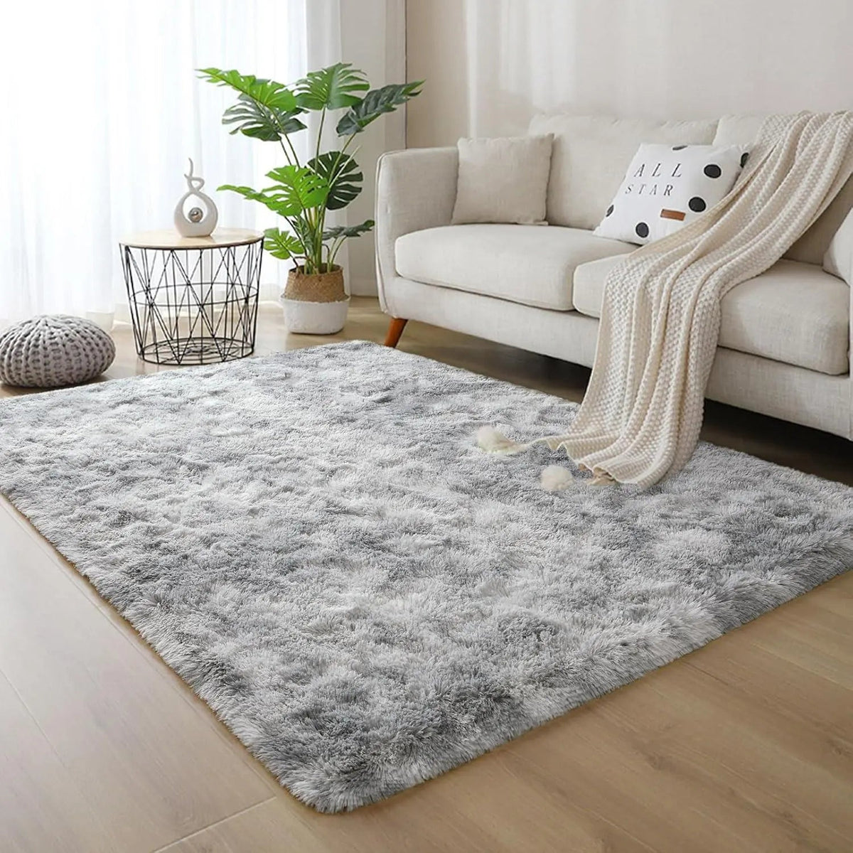 Soft Velvet Tie Dye Carpet with Plush Texture and Anti Slip Backing for Living Room and Bedroom Décor