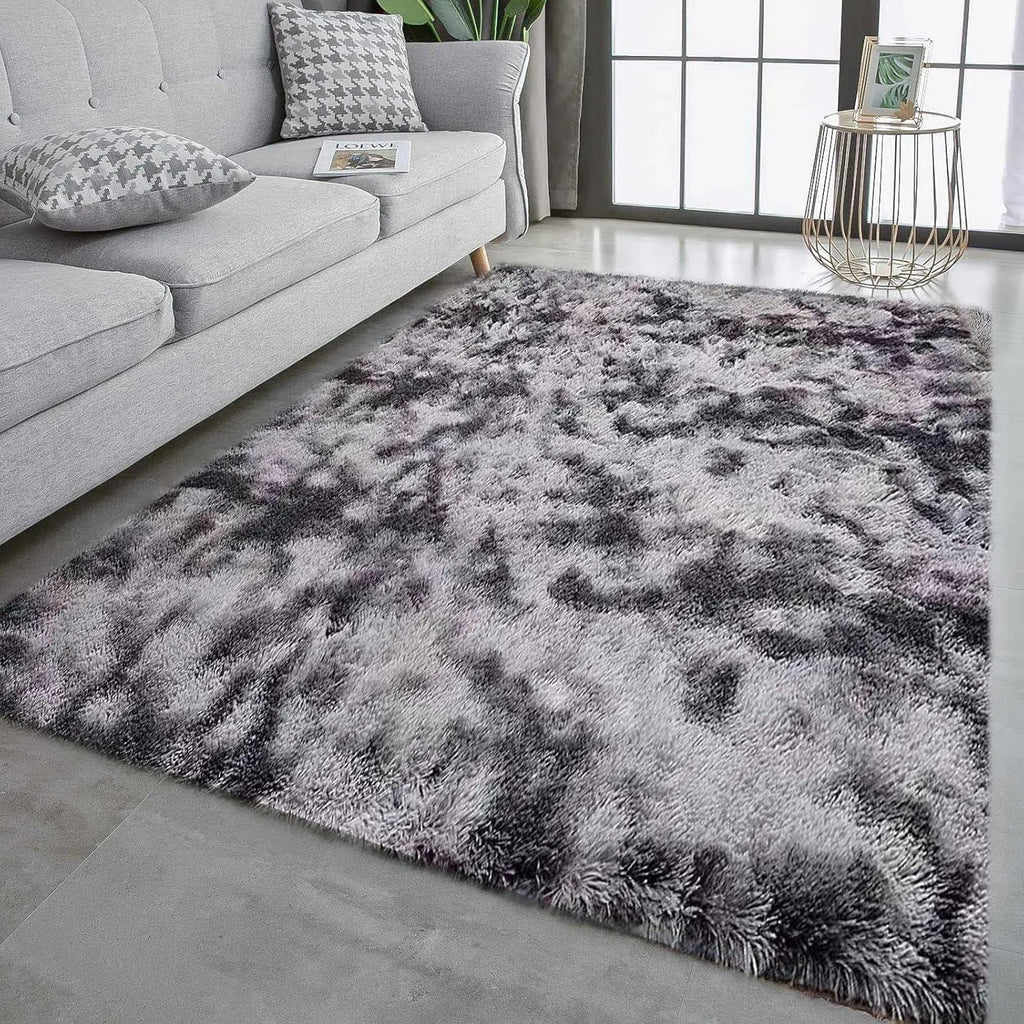 Soft Velvet Tie Dye Carpet with Plush Texture and Anti Slip Backing for Living Room and Bedroom Décor
