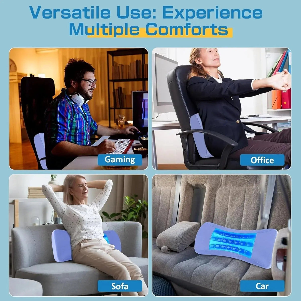 Ergonomic Contoured Support Pillow with Breathable Cover for Comfortable Daily Seated Use