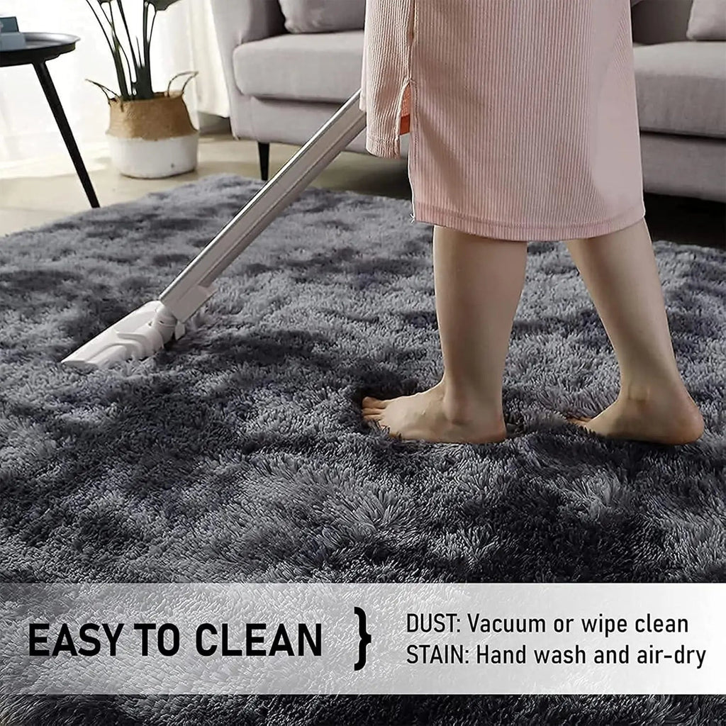Soft Velvet Tie Dye Carpet with Plush Texture and Anti Slip Backing for Living Room and Bedroom Décor