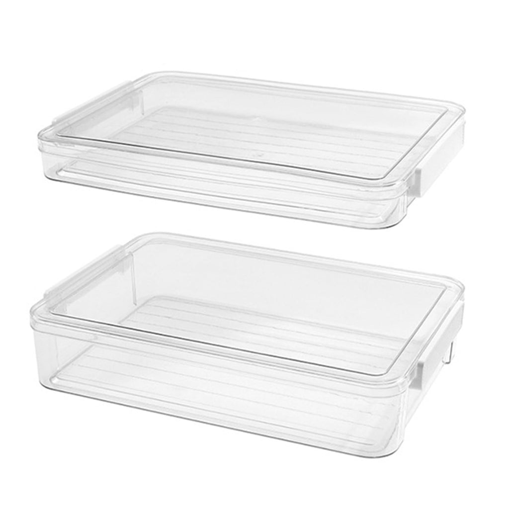 3 Pcs Paper Organizer Clear Plastic File Storage Box Set with Clip Lid for A4 Documents and Stationery Storage