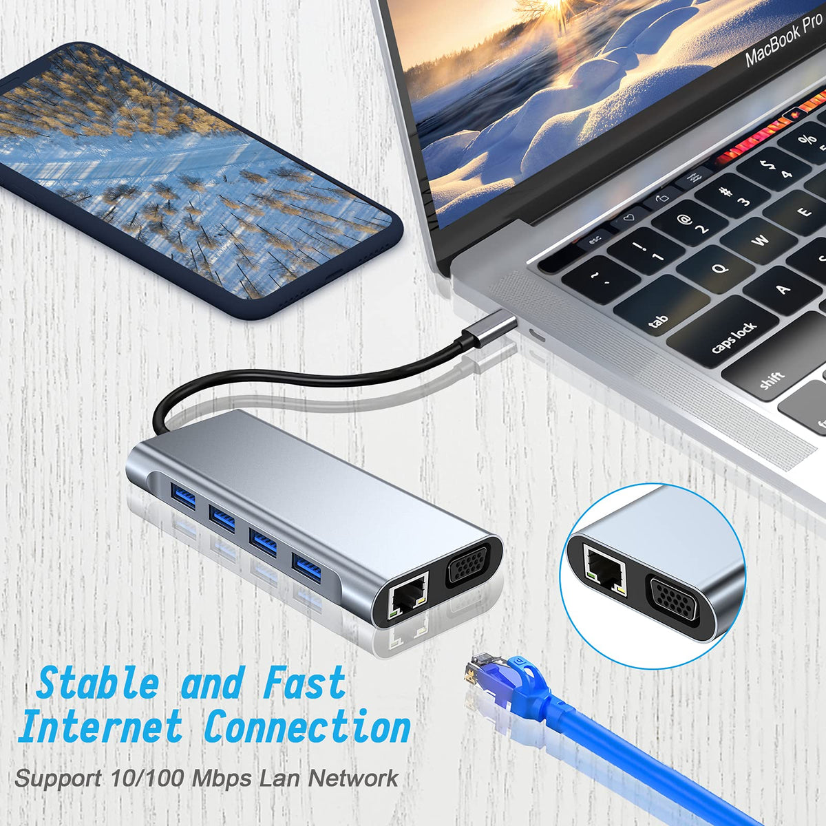 USB-C Hub Adapter with 4K HDMI and 5Gbps USB 3.0 for Laptop and PC Connectivity