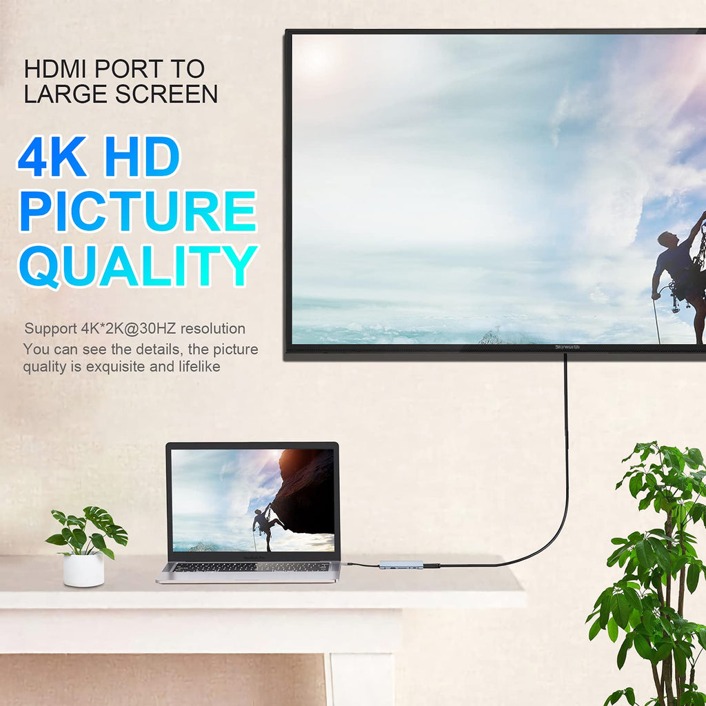 USB-C Hub Adapter with 4K HDMI and 5Gbps USB 3.0 for Laptop and PC Connectivity