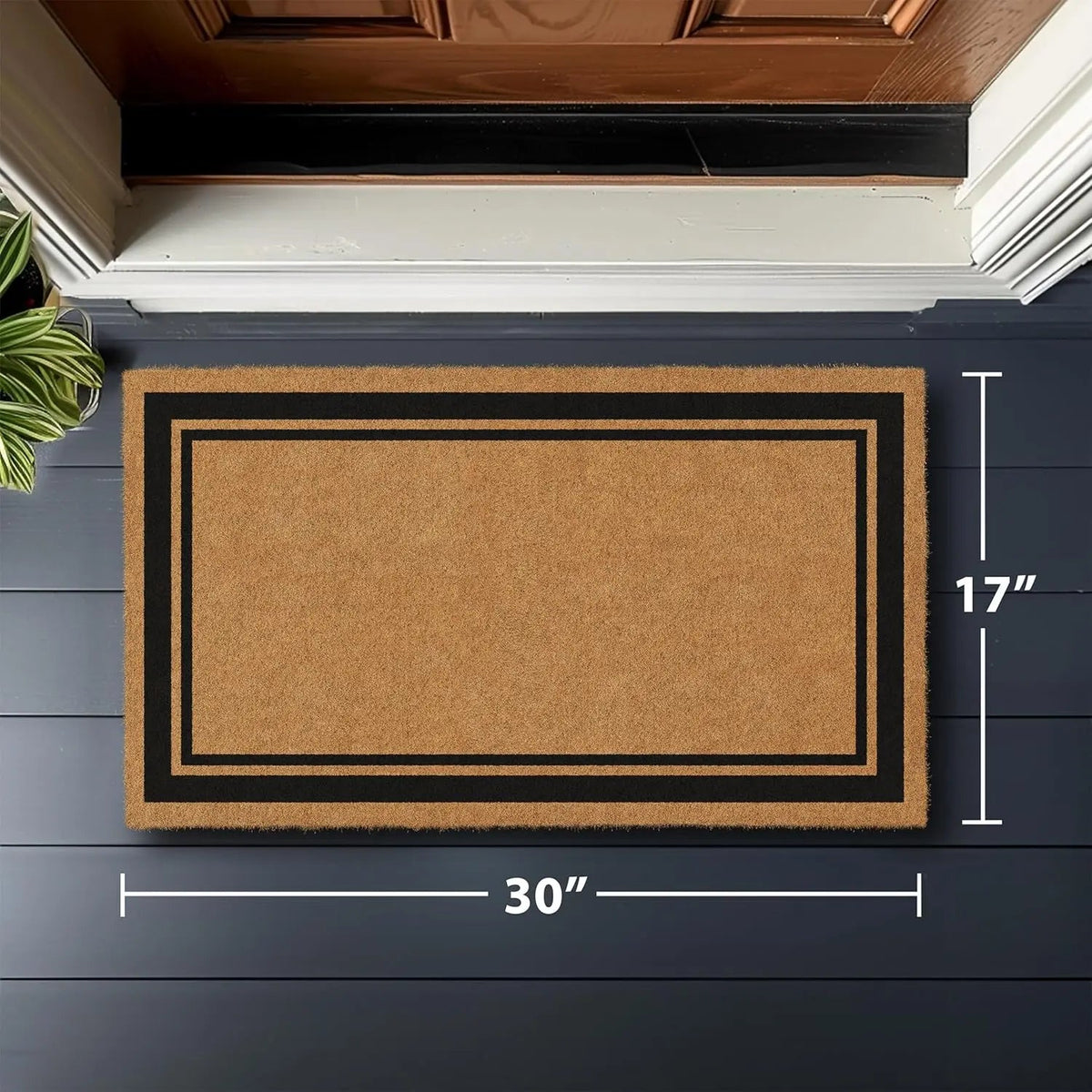 Heavy Duty Natural Coco Coir Doormat Rug with Non-Slip Backing for Front Door Use