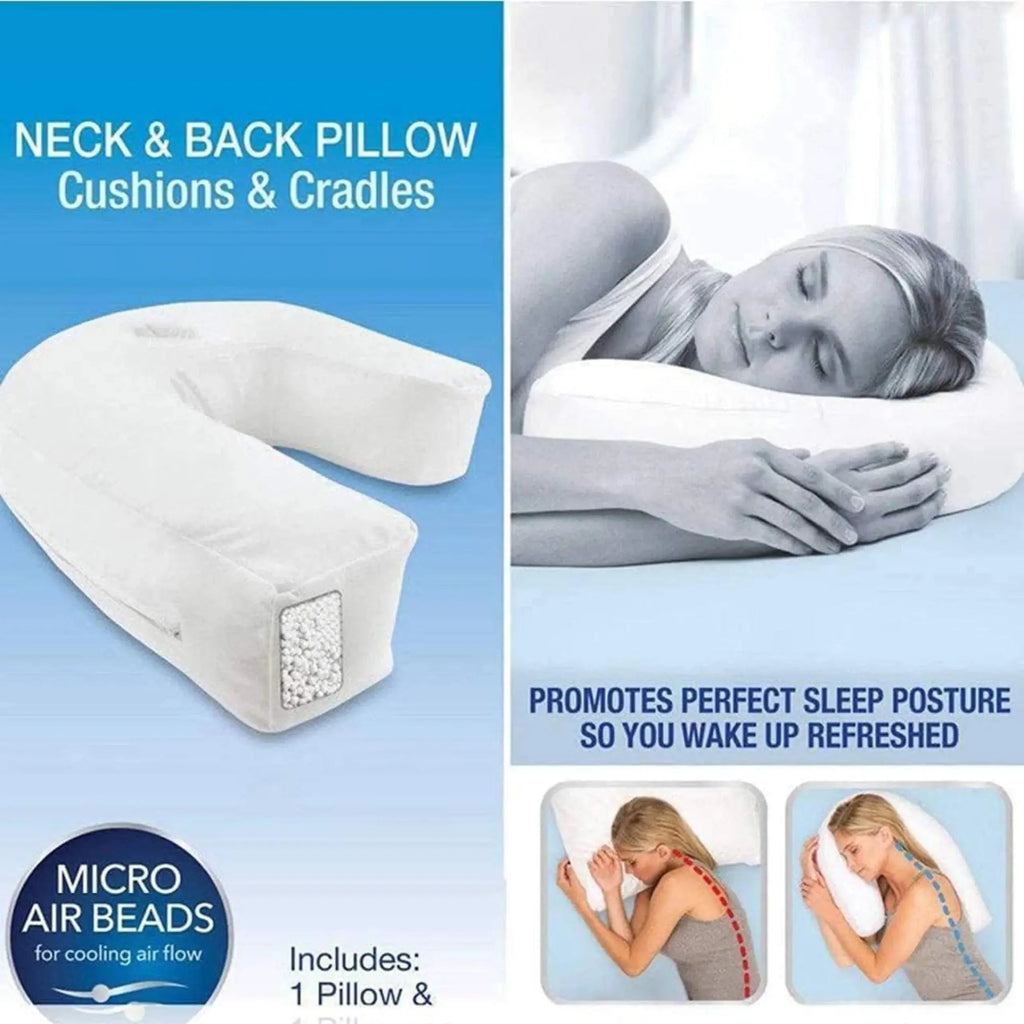 U-Shape Contour Pillow with Ear Space for Side Sleeping and Ergonomic Alignment