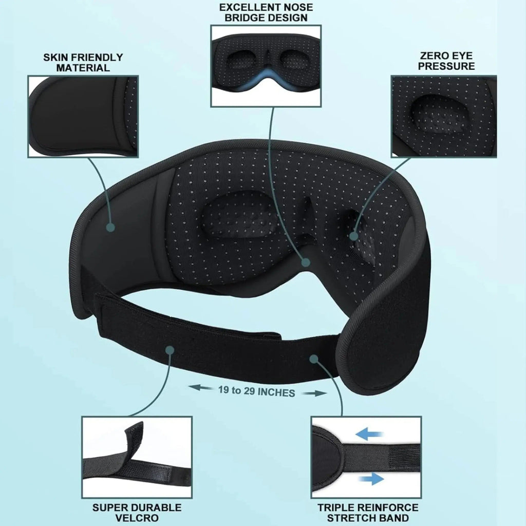 Bluetooth Sleep Mask with Wireless Headphones and 3D Contoured Design for Comfortable Rest
