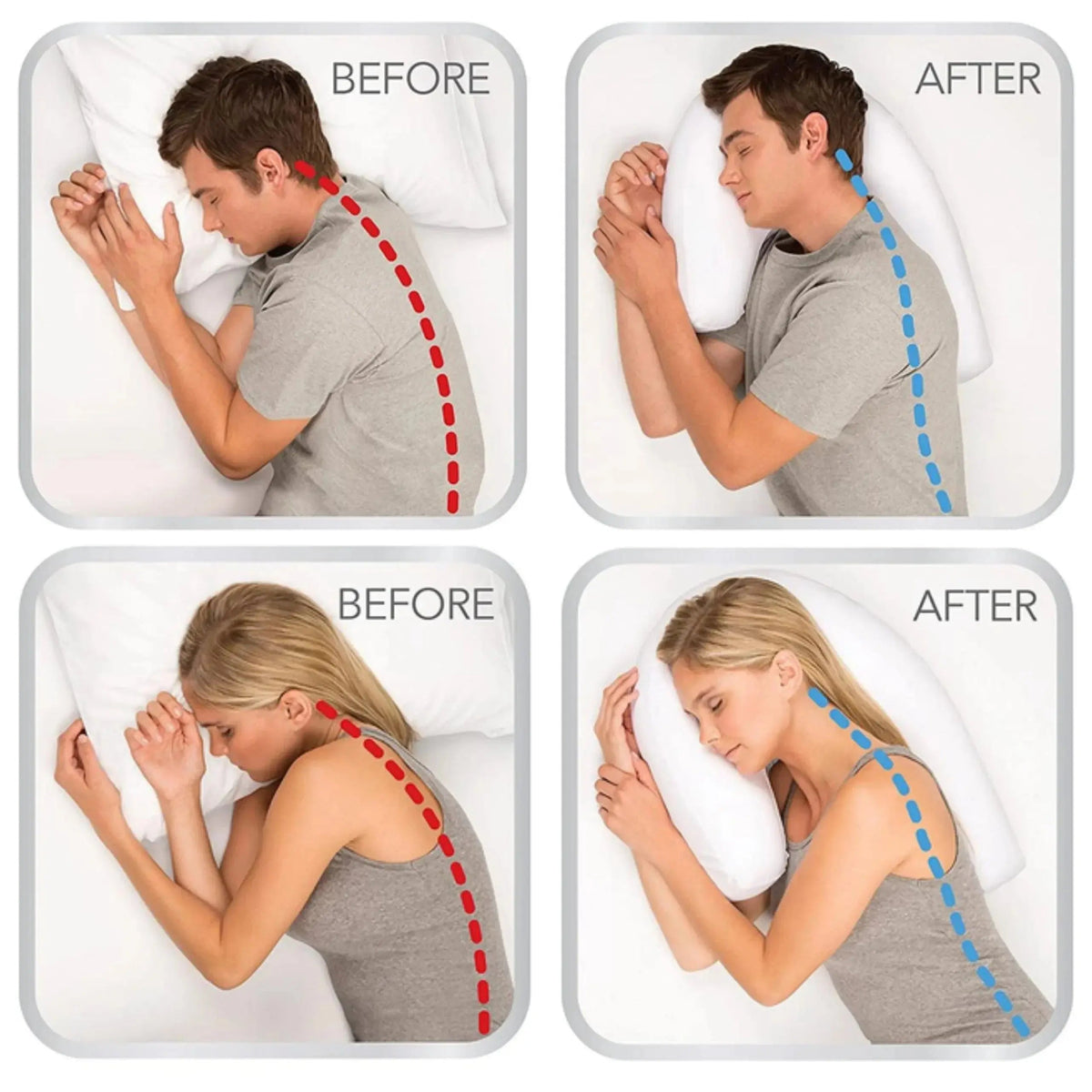 U-Shape Contour Pillow with Ear Space for Side Sleeping and Ergonomic Alignment