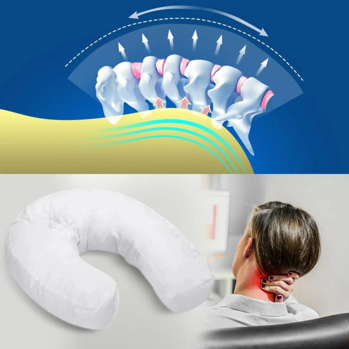U-Shape Contour Pillow with Ear Space for Side Sleeping and Ergonomic Alignment