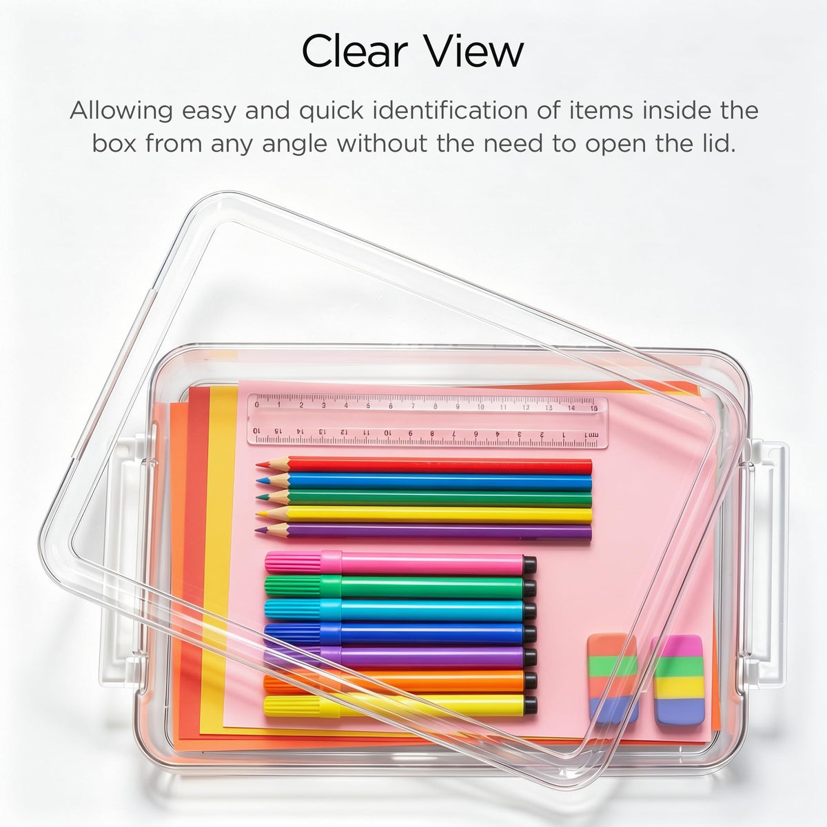 3 Pcs Paper Organizer Clear Plastic File Storage Box Set with Clip Lid for A4 Documents and Stationery Storage