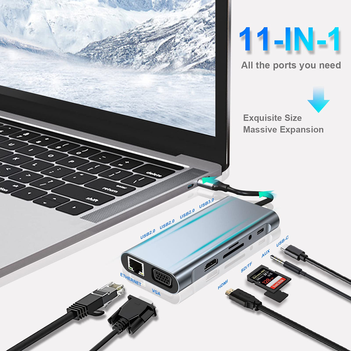 USB-C Hub Adapter with 4K HDMI and 5Gbps USB 3.0 for Laptop and PC Connectivity
